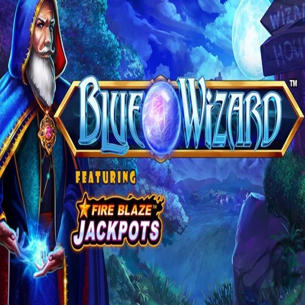 Blue Wizard Fire Blaze Jackpots logo – Slots by Rarestone Gaming at Zumospin Casino